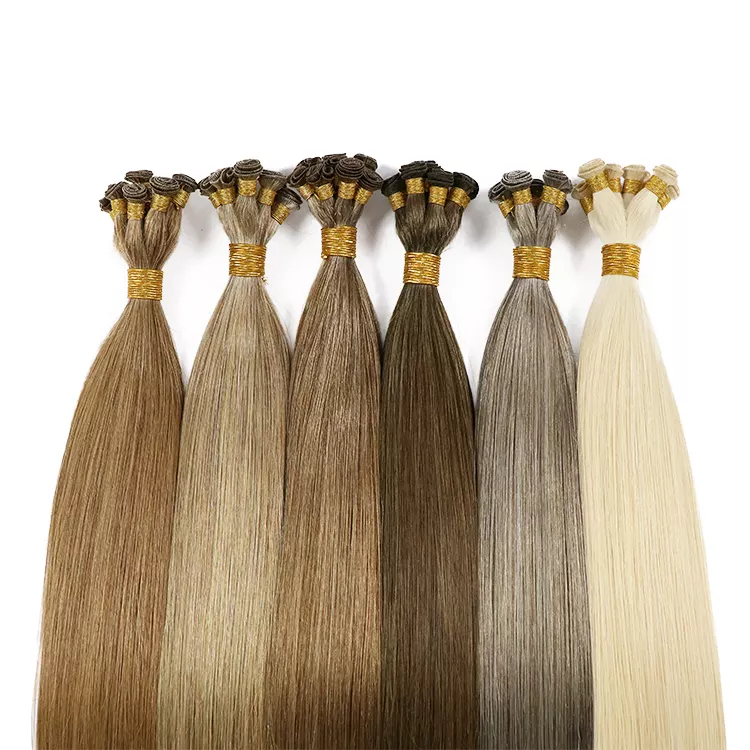 Thick End Virgin European Cuticle Hair 100% remy hand tied weft human hair extensions